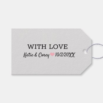 With Love Thank You Pink Heart Personalized Gift Tags by camcguire at Zazzle