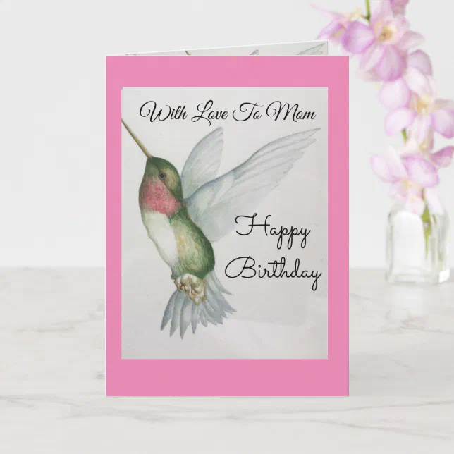 Handgemachte Geburtstagskarte Zum 60. – Humming Bird Design Mit Strass & Glitzer