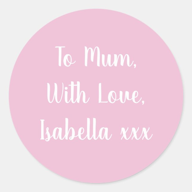 With Love to Mum Pink gift tag sticker (Front)