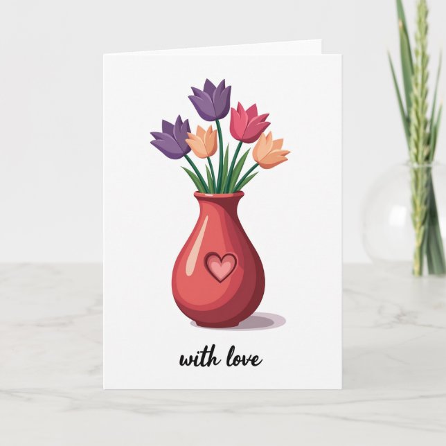With Love Tulips Vase Card (Front)