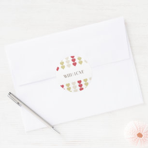 WITH LOVE Valentine hearts romantic vintage retro Classic Round Sticker