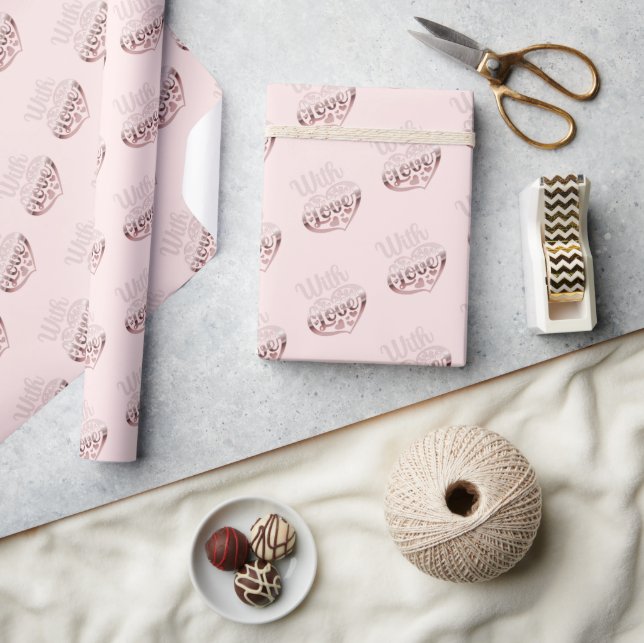 With love Valentine rose gold hearts pink Wrapping Paper (Crafts)