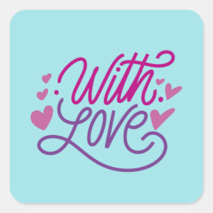 With Love Valentine's Day Quote Sticker Seal