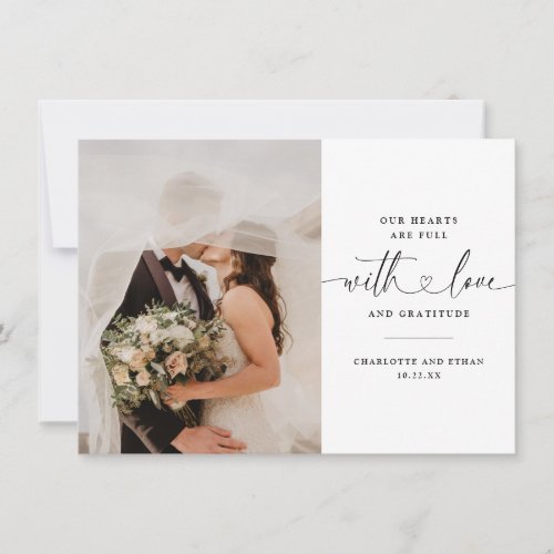 With Love Wedding Photo  Thank You Card
