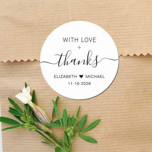 With Love Wedding Thank You Classic Round Sticker