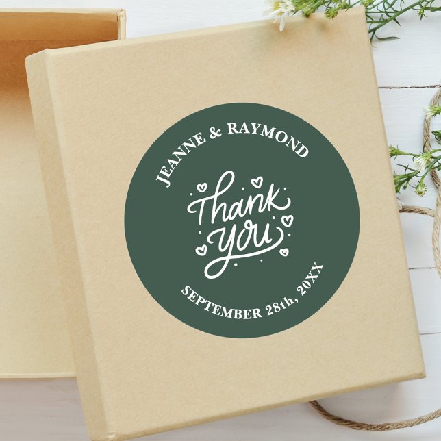 With Love Wedding Thank You Favor Sage Green Classic Round Sticker (Creator Uploaded)