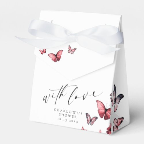 With Love Whimsical Butterfly Pink Thank You Favor Boxes