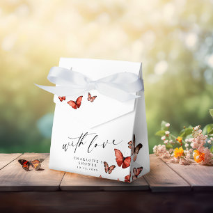 With Love Whimsical Butterfly Red Thank You Favor Boxes