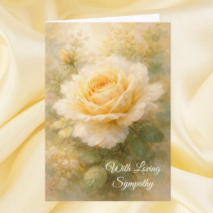 With Loving Sympathy Yellow Rose Christian Prayer Card