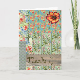 with many flowers letterpress thank you card