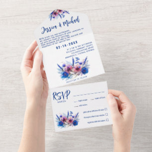 💍 With menu  Pastel Whispers Meadows All In One Invitation