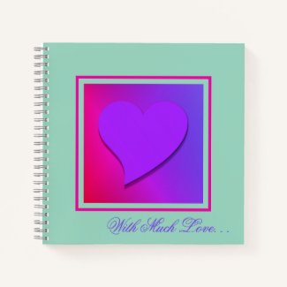 With Much Love Purple Heart, Hot Pink, Red Journal