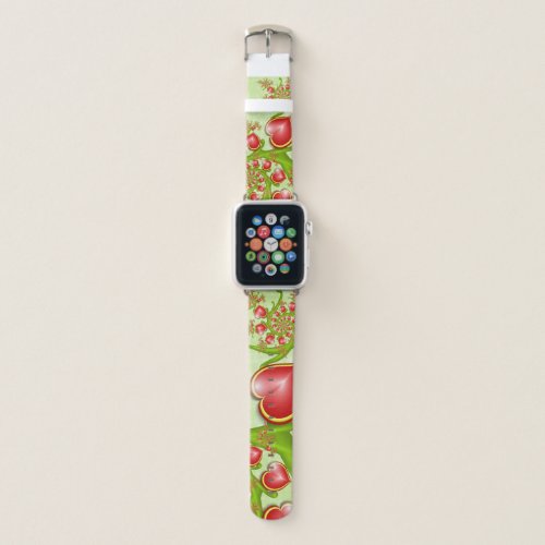 With much Love Red Yellow Hearts Fractal Art Apple Watch Band