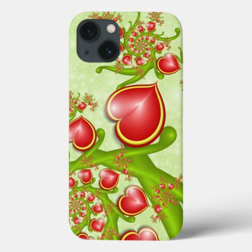 With much Love Red Yellow Hearts Fractal Art iPhone 13 Case