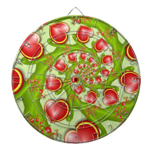 With much Love Red Yellow Hearts Fractal Art Dart Board
