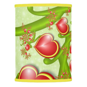 With much Love Red Yellow Hearts Fractal Art Lamp Shade