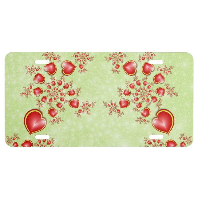 With much Love Red Yellow Hearts Fractal Art License Plate (Front)