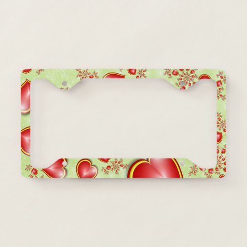 With much Love Red Yellow Hearts Fractal Art License Plate Frame