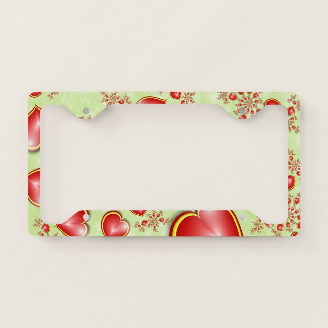 With much Love Red Yellow Hearts Fractal Art License Plate Frame (Front)