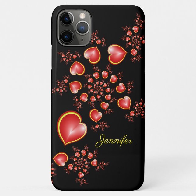 With much Love Red Yellow Hearts Fractal Art Name Case-Mate iPhone Case (Back)