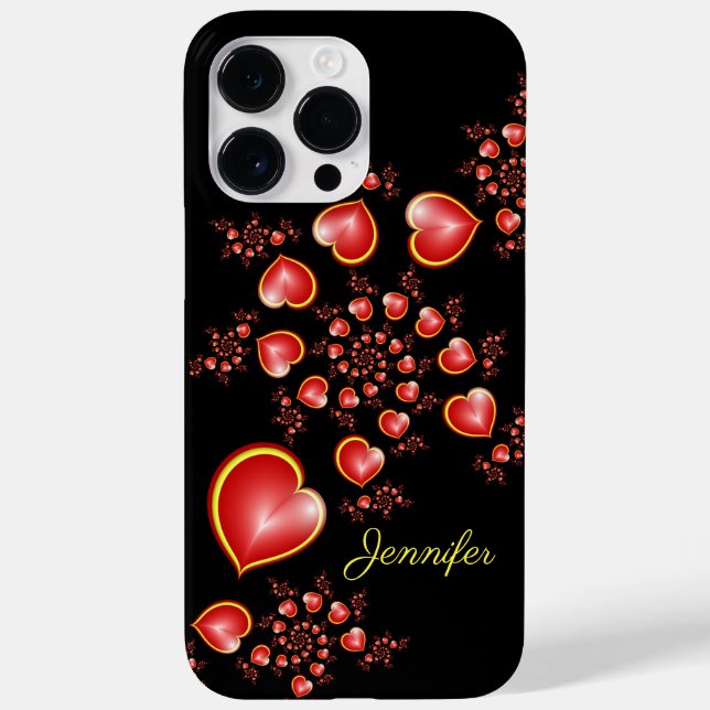With much Love Red Yellow Hearts Fractal Art Name Case-Mate iPhone Case (Back)