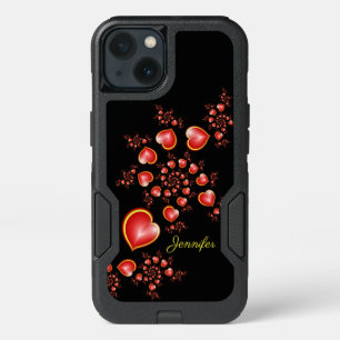 With much Love Red Yellow Hearts Fractal Art Name iPhone 13 Case