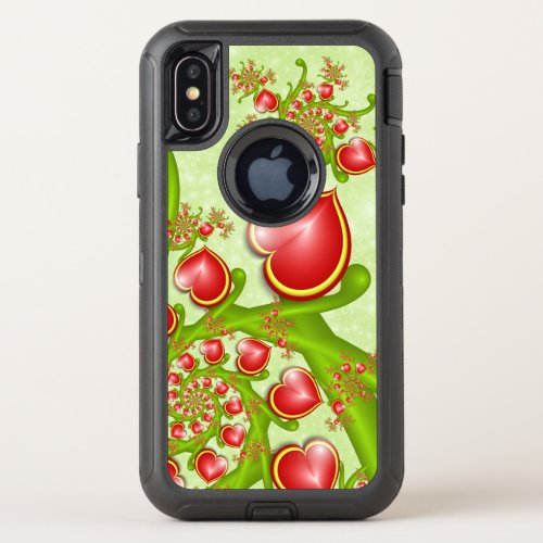 With much Love Red Yellow Hearts Fractal Art OtterBox Defender iPhone X Case