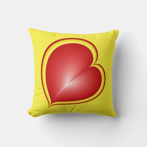 With much Love Red Yellow Hearts Fractal Art Throw Pillow