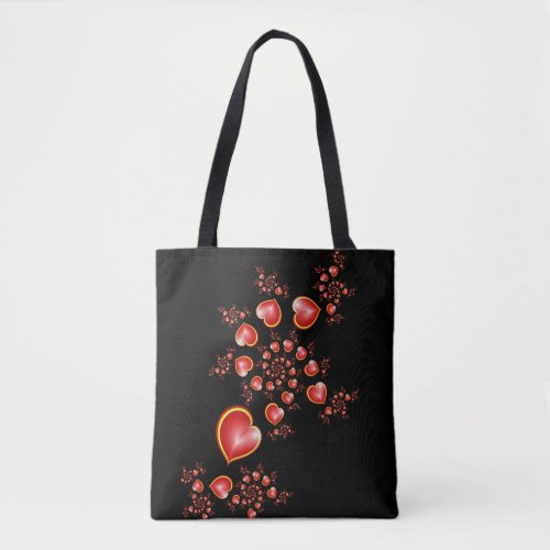 With much Love Red Yellow Hearts Fractal Art Tote Bag