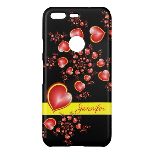 With much Love Red Yellow Hearts Fractal Art Uncommon Google Pixel Case