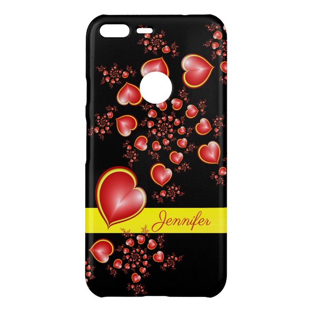 With much Love Red Yellow Hearts Fractal Art Uncommon Google Pixel XL Case (Back)