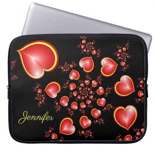 With much Love Red Yellow Hearts Fractal Name Laptop Sleeve