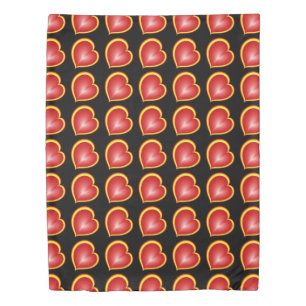 With much Love Red Yellow Hearts Fractal Pattern Duvet Cover