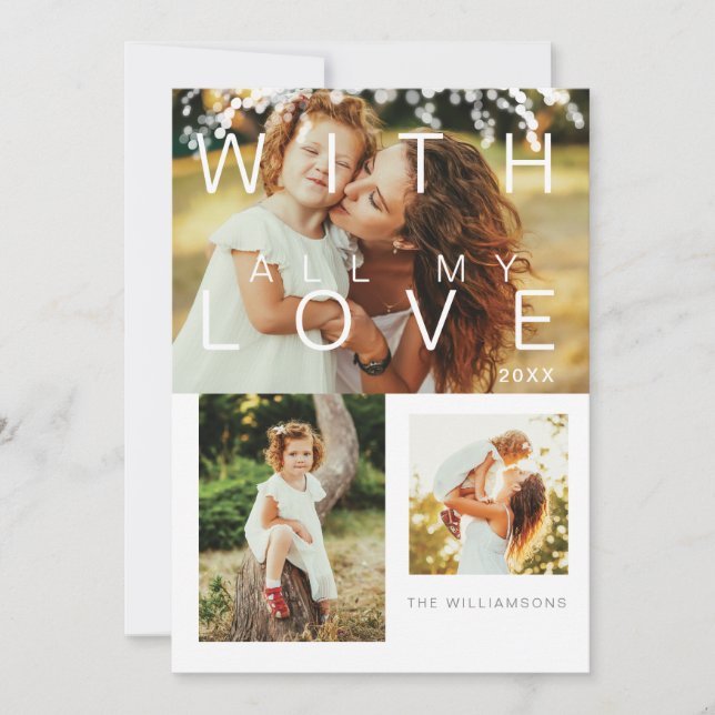 With My Love | Modern Minimalistic Multiple Photo Holiday Card (Front)