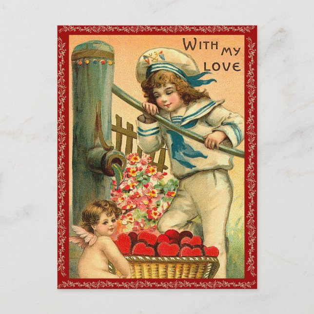 With my Love Valentine Postcard (Front)