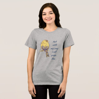 With my song I praise Him Bible Scripture Bird Tri-Blend Shirt