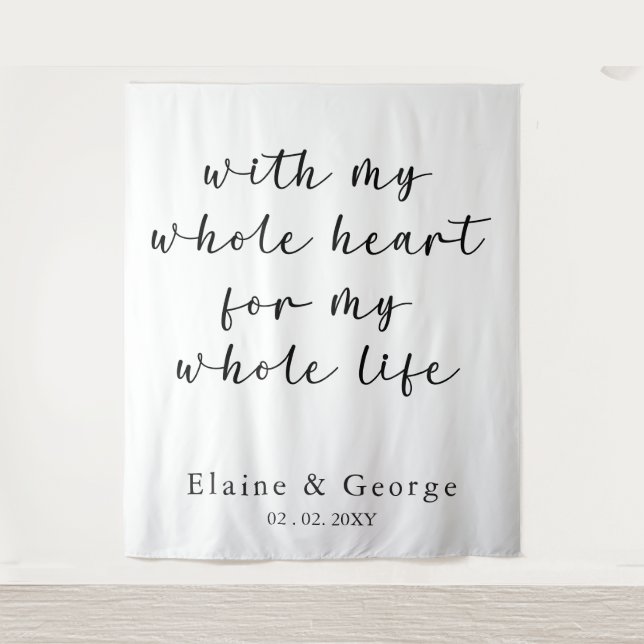 With My Whole Heart Wedding Photo Prop Backdrop (Front)