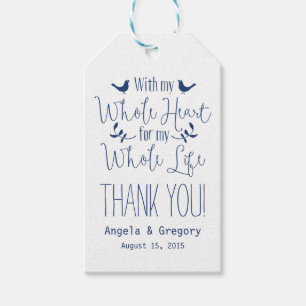 With my whole heart whole life Navy Wedding Favor Gift Tags