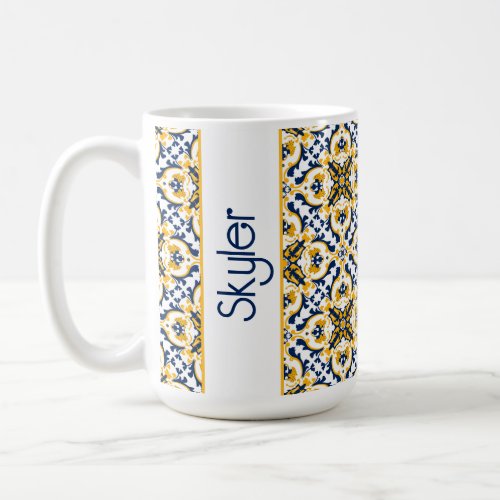 With name  Beautiful blue and yellow Azulejos  Coffee Mug