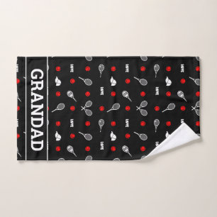 With name 🎾black and white tennis🎾 hand towel
