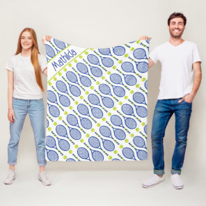 With name 💙🎾blue, green, white tennis🎾 pattern  fleece blanket
