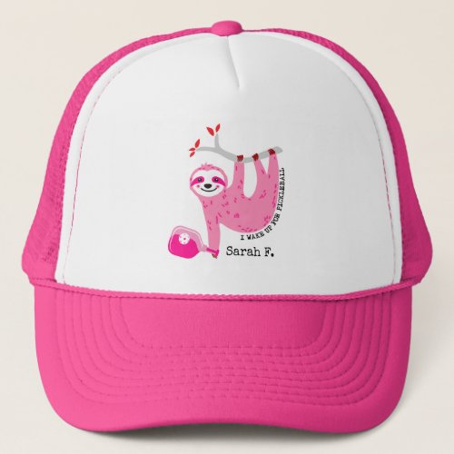 With name Cute Pink pickleball sloths  Trucker Hat