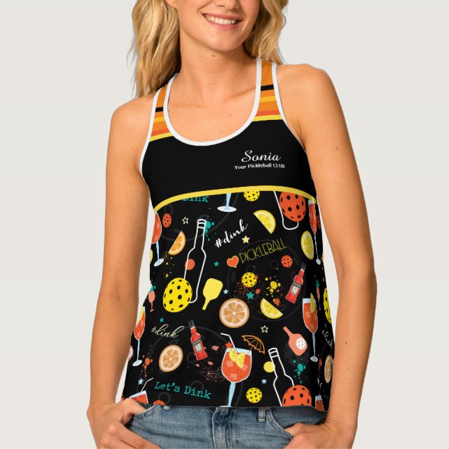 With name Dinks and 🍾🥂drinks - pickleball  Tank Top (Front)