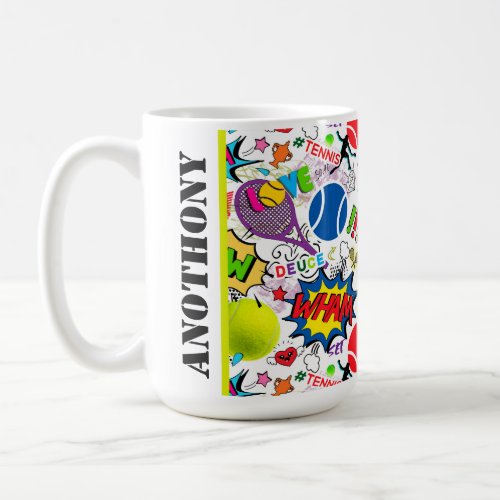 With name Eclectic tennis pattern Coffee Mug