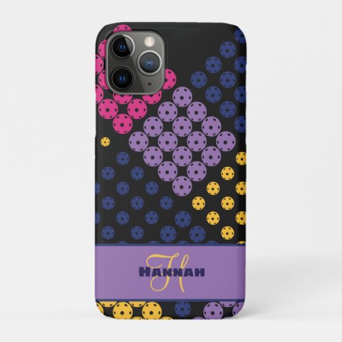 With name Geometric pickleball pattern  iPhone 11 Pro Case