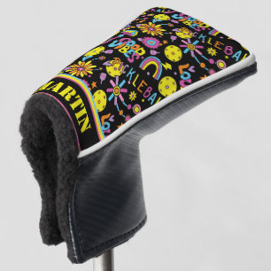 With name, Groovy, retro 90s, black Golf Head Cover