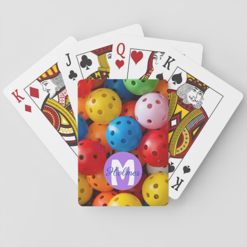 With name   initial Colorful pickleballs playing  Playing Cards