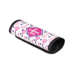 With name &amp; initial, pink &amp; purple tennis rackets  luggage handle wrap