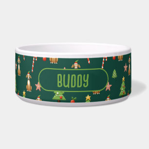 With name Merry Paws Holiday Bowl
