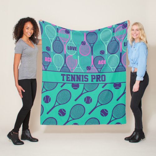 With name Minty and purple tennis rackets  Fleece Blanket